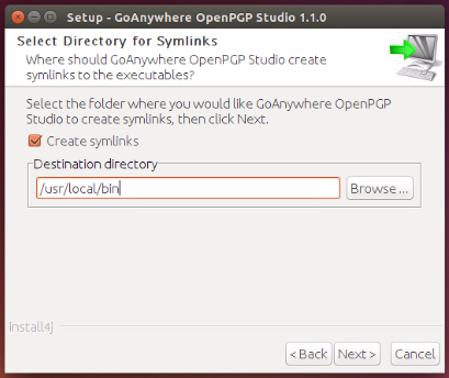 Linux/Unix Installation Start Menu - GoAnywhere Open PGP Studio