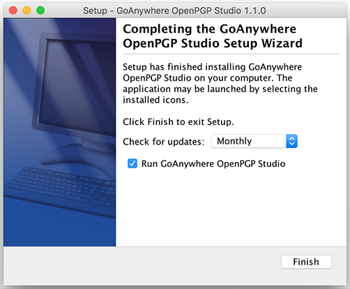Mac OS X Installation Completing Installation - GoAnywhere Open PGP Studio