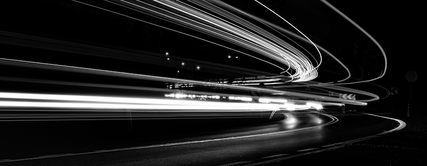 lights racing down road