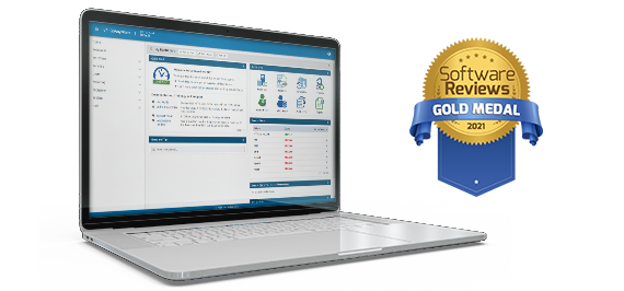 GoAnywhere MFT dashboard and SoftwareReviews banner