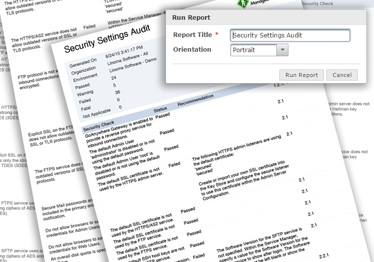 GoAnywhere MFT Security Settings Audit with Advanced Reporting