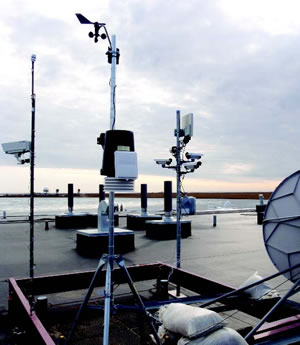 Equipment atop the University of Cincinnati's weather gathering station in Alaska