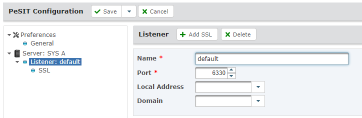 Screenshot of PeSIT Server configuration in GoAnywhere MFT