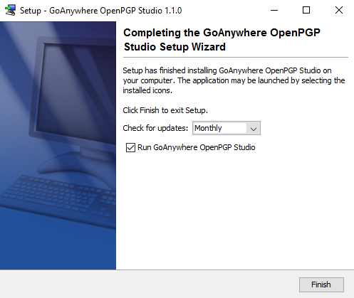 Windows Installation Completing Installation - GoAnywhere Open PGP Studio