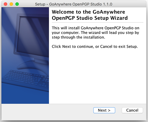 Mac OS X Installation Welcome - GoAnywhere Open PGP Studio