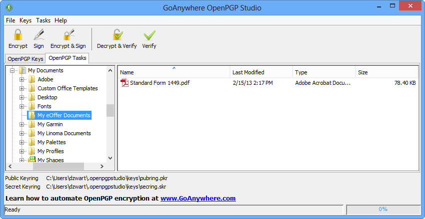 GoAnywhere Open PGP Studio Tasks