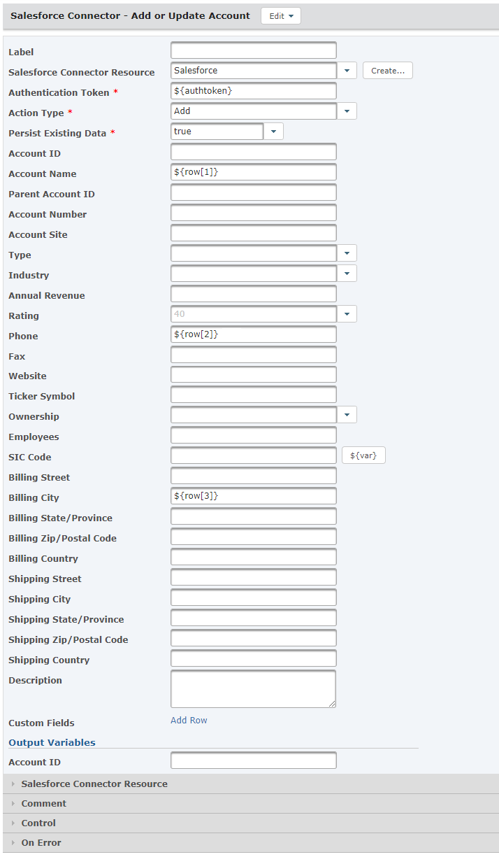 Salesforce Add Account Task