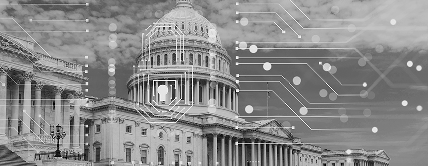 Capitol building overlayed with data lines