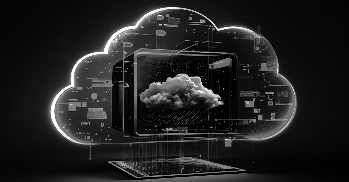 Stylistic image of a cloud and computer screen