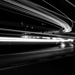 lights racing down road