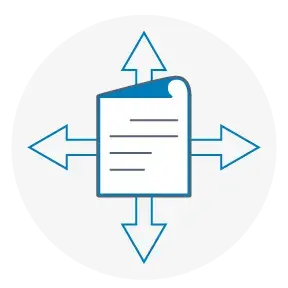 Icon of file with arrows pointing in different directions