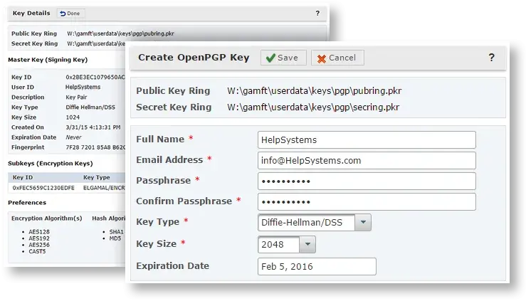 GoAnywhere MFT Open PGP key manager