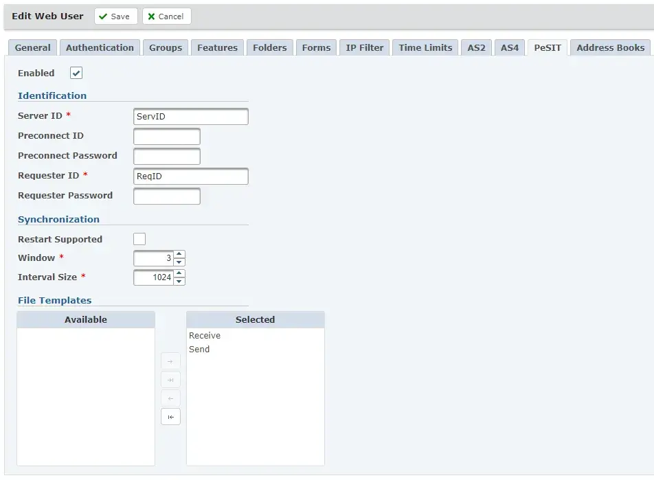 PeSIT Web User screen shot