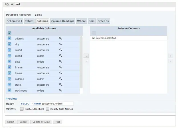 SQL Wizard - Columns 