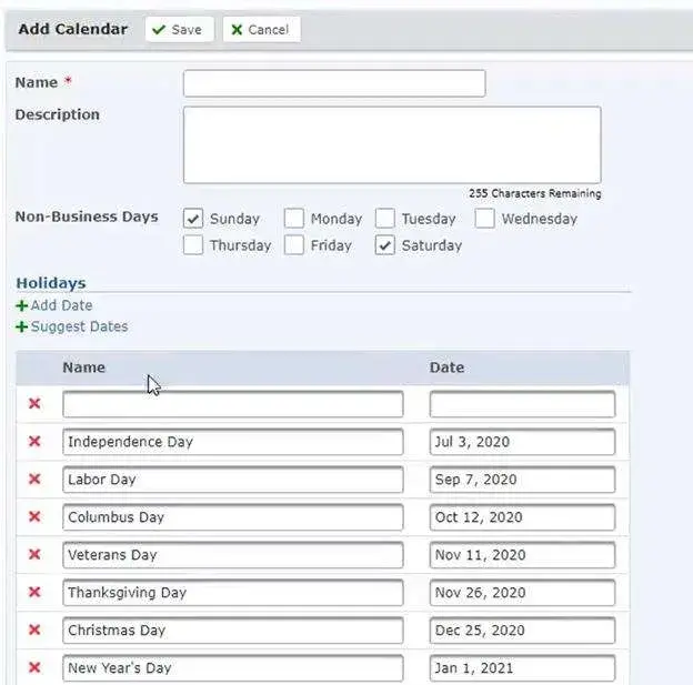Creating a Holiday Calendar