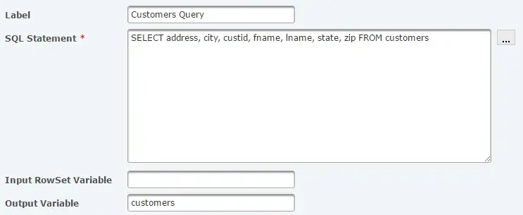 SQL Statement for the Customers Table