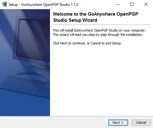 Windows Installation Welcome - GoAnywhere Open PGP Studio