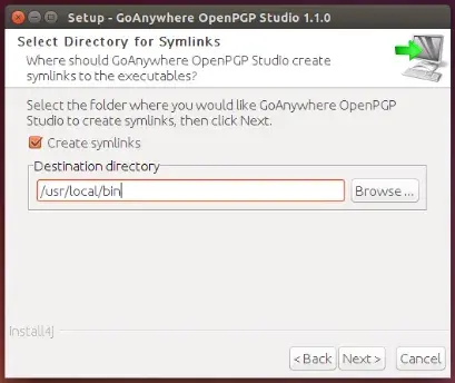 Linux/Unix Installation Start Menu - GoAnywhere Open PGP Studio