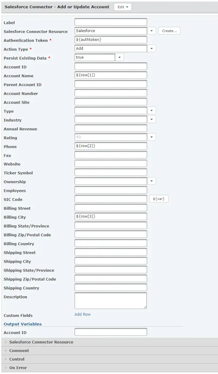 Salesforce Add Account Task