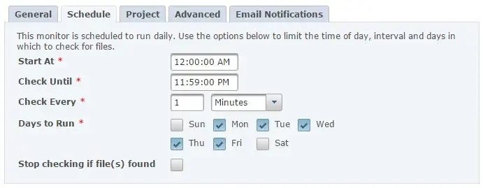 schedule tab in goanywhere mft