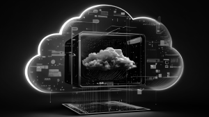 Stylistic image of a cloud and computer screen